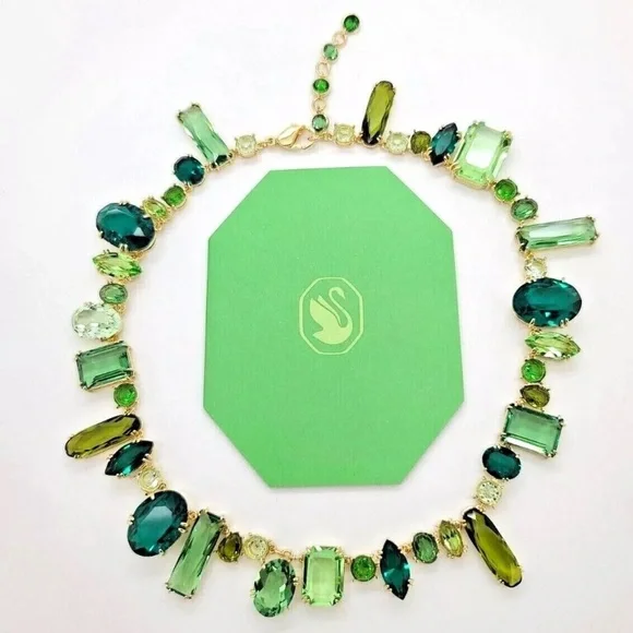 Swarovski Gemma Elegant Green and Gold Necklace